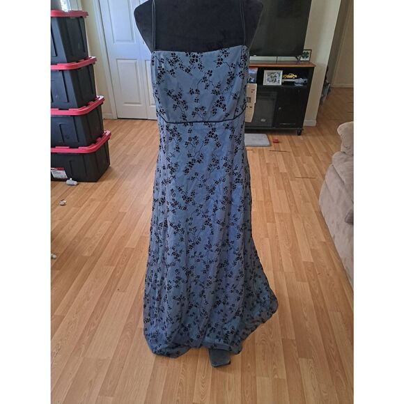 New 18W B&A Betsy Adam Blue Black Floral Formal Dress Wedding Prom Evening Gown - Picture 1 of 8